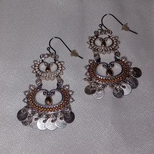 2 TONE CHANDILER EARRINGS